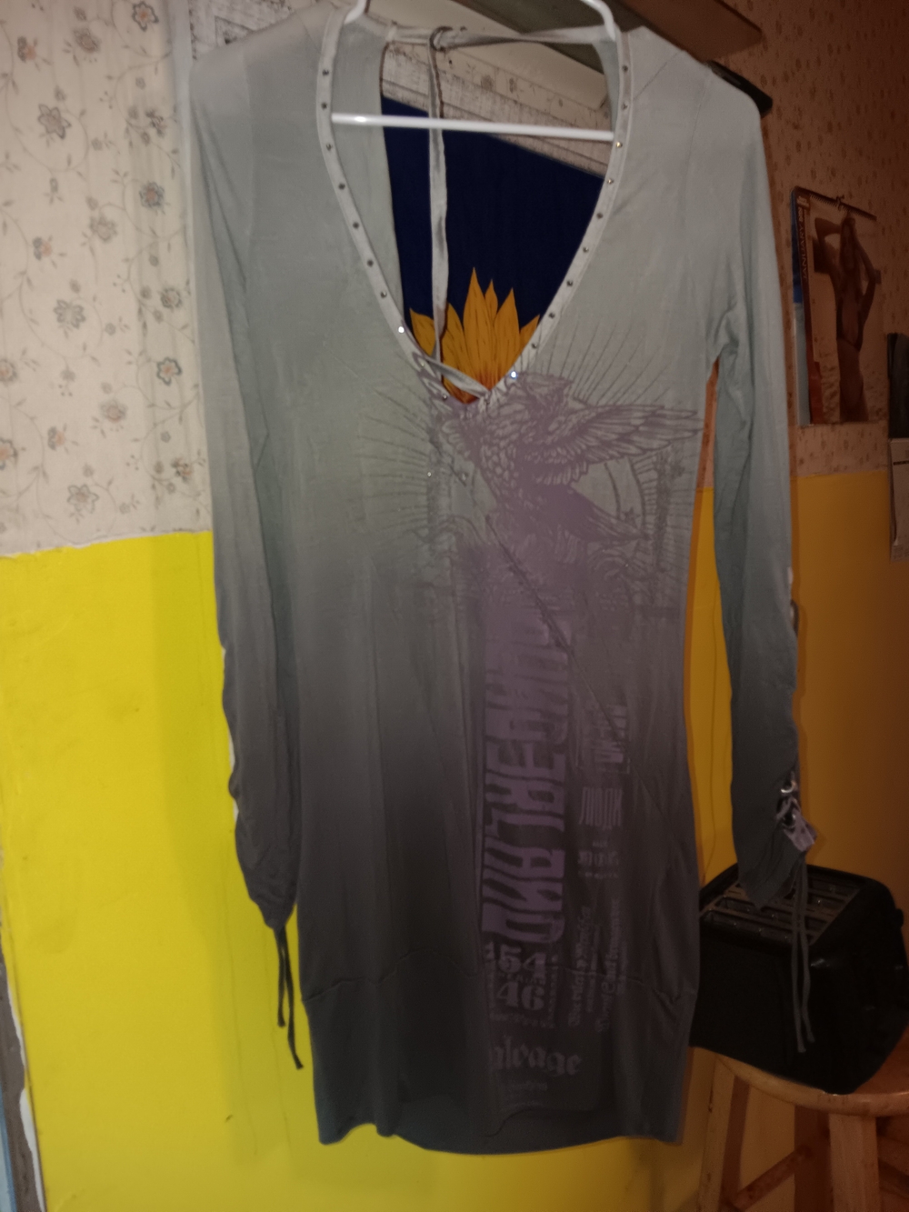 Salvage Vintage Long Sleeve Gradient Graphic Tunic Dress - Fits XS-L